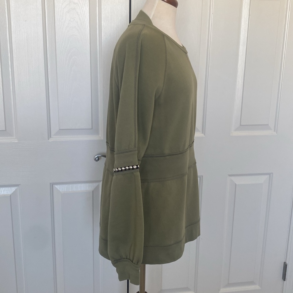 Burberry Studded Balloon Sleeve Cotton Blend Sweatershirt Size L Made in Italy - Picture 8 of 11